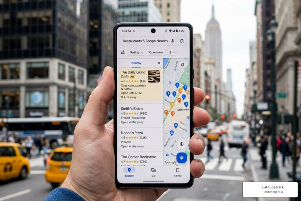 local search ads on smartphone with map results - what are local search ads