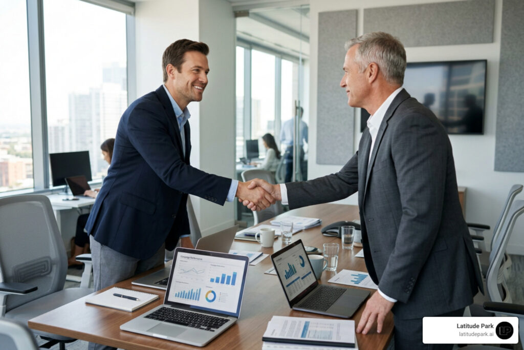 digital advertising sales professional closing a deal