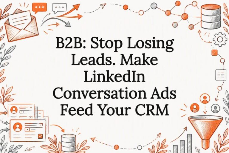 Decorative LinkedIn CRM title card illustration
