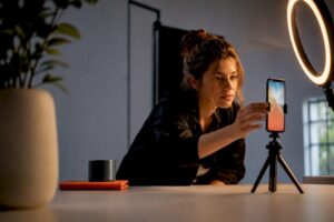 Marketer creating a vertical Reels video hook