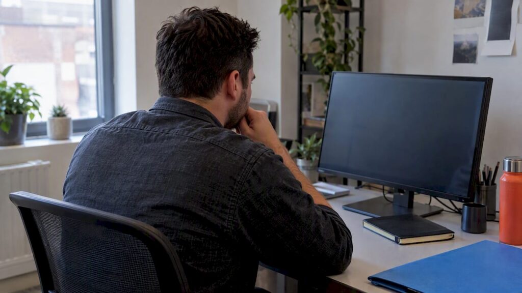 Marketer reviewing search campaign landing pages