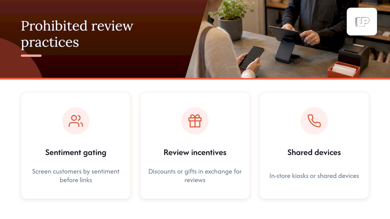 Three prohibited practices for requesting reviews