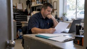 Owner comparing small business website quotes